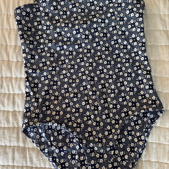 Minnow Blue Floral Women's One Piece Swimsuit - Picture 2 of 3
